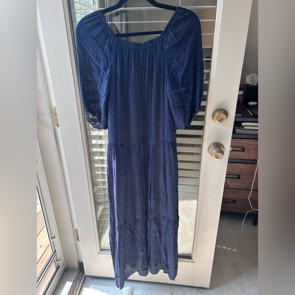 NWT Banana Republic Dark Navy Blue Maxi Dress with Scoop Neck in Size S - Picture 3 of 3